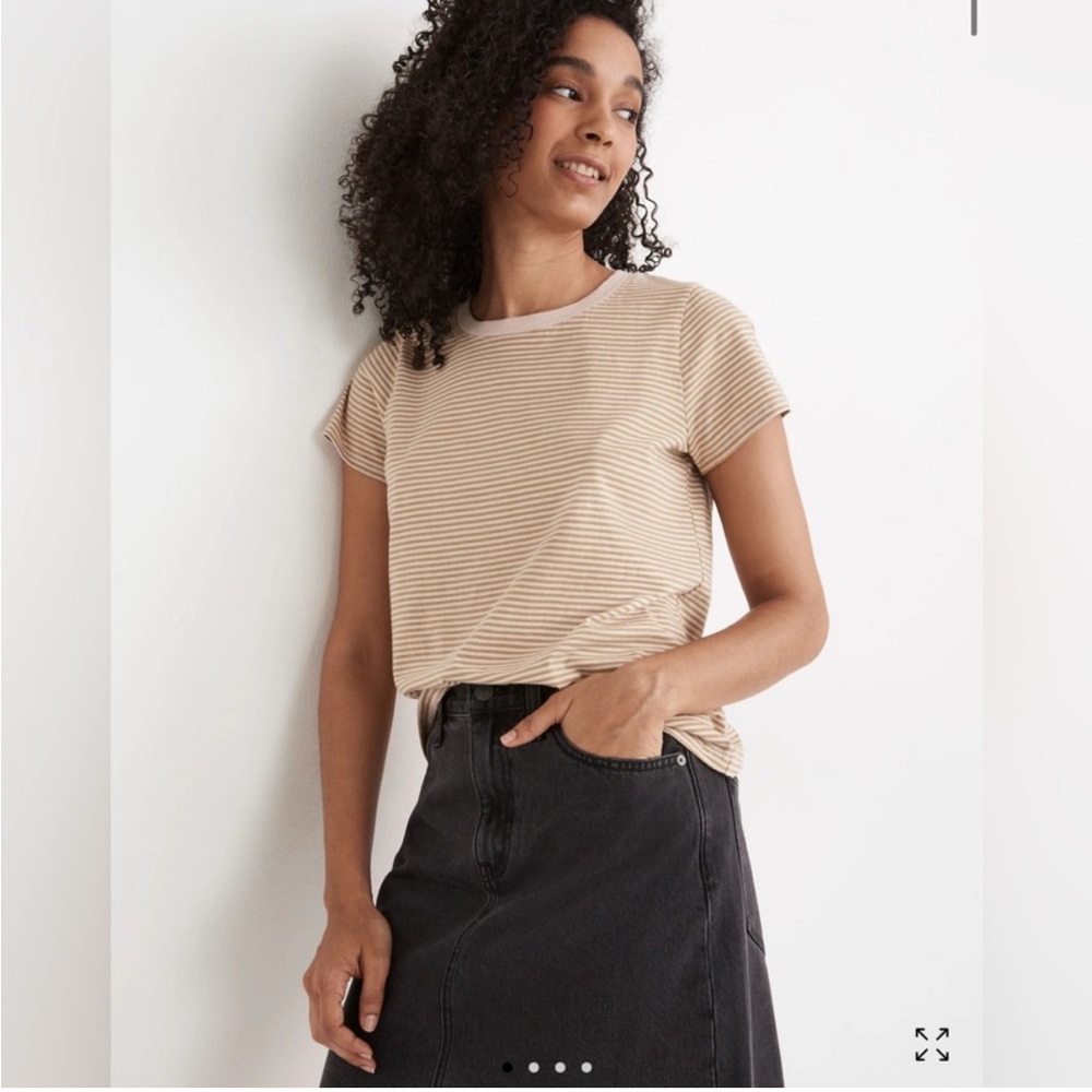 Madewell Beige Striped Short Sleeve Tee